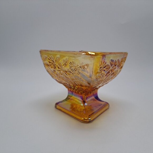 Vintage Indiana Glass Marigold Carnival Glass Pedestal Candy Dish - Picture 3 of 10